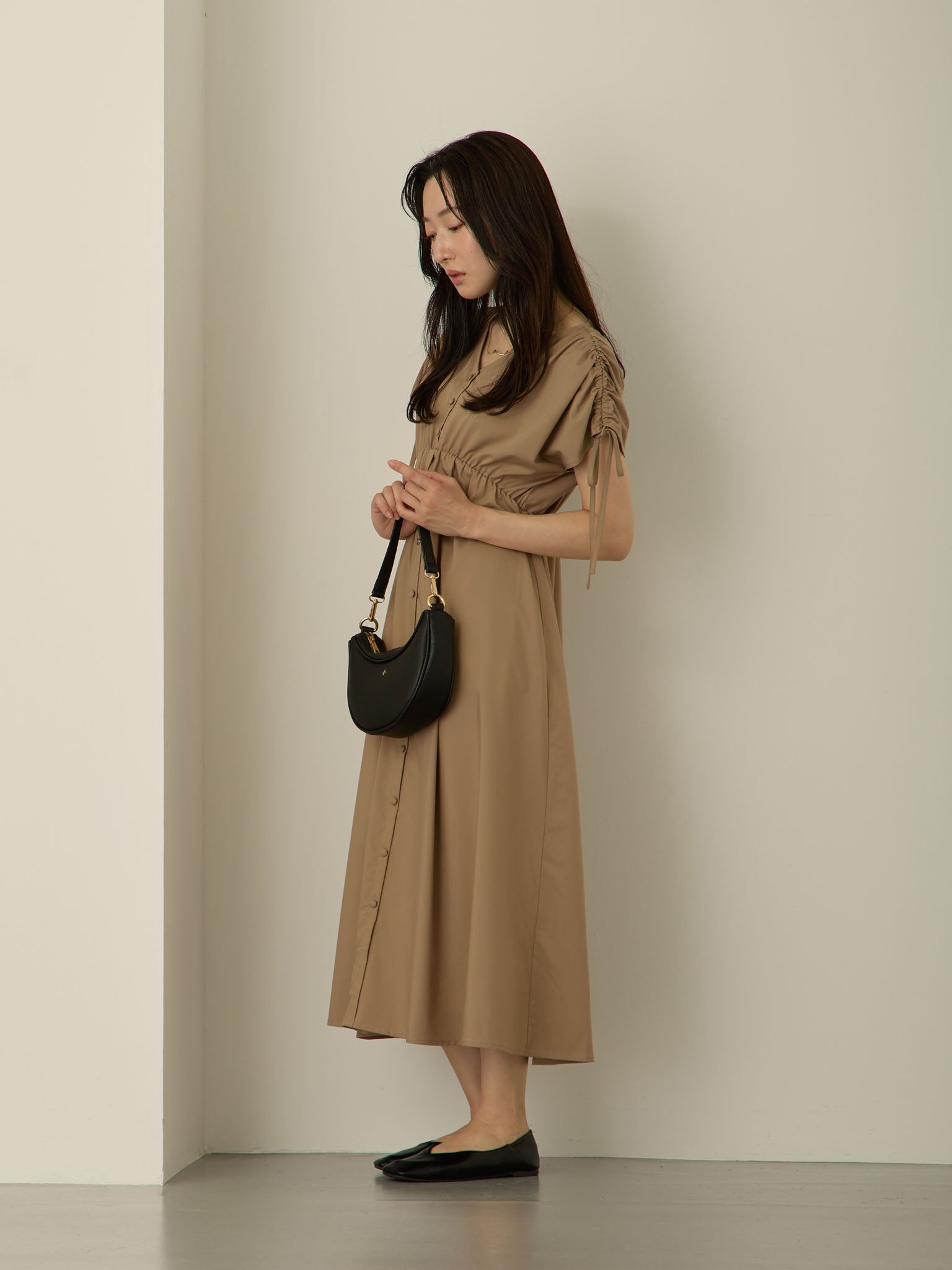 シャーリングスリーブワンピース Brown – honono for mom&baby