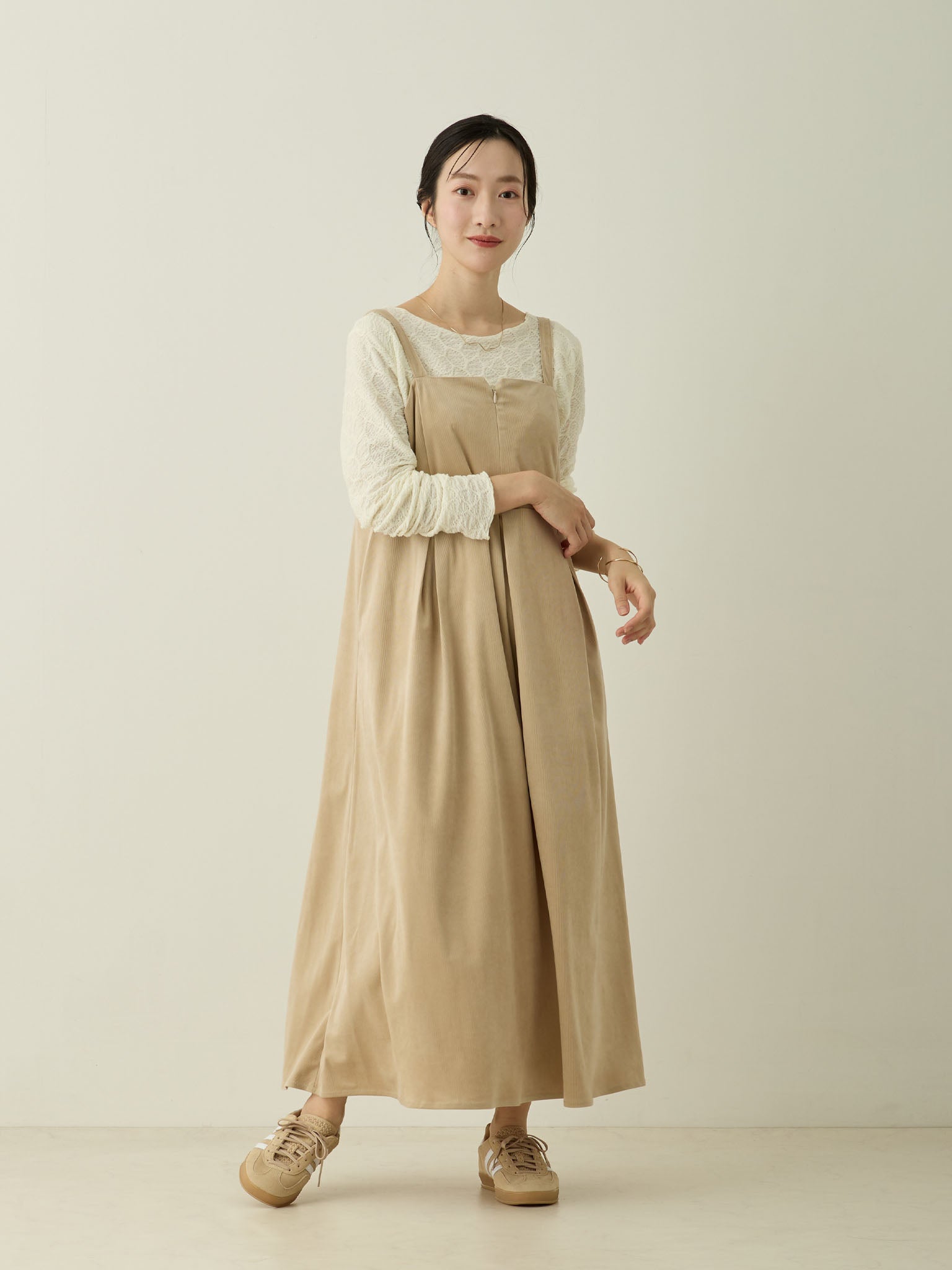 コーデュロイジャンパースカート Beige