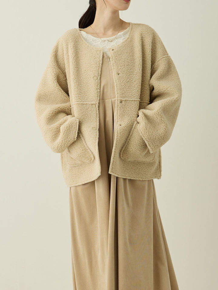 双面 Boa Ducker 夹克，米色