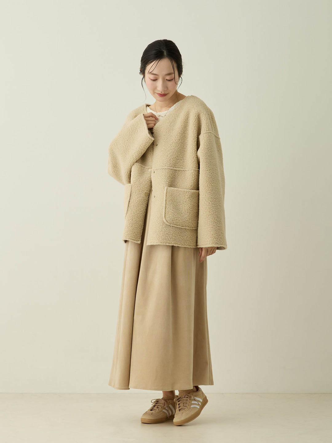 双面 Boa Ducker 夹克，米色