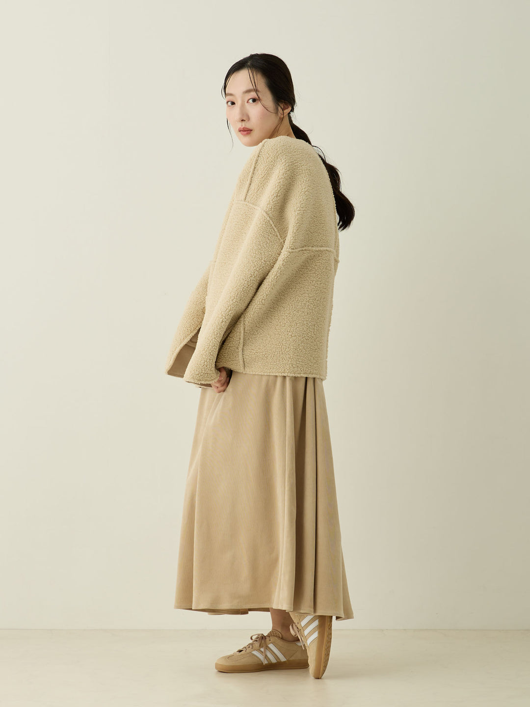 双面 Boa Ducker 夹克，米色