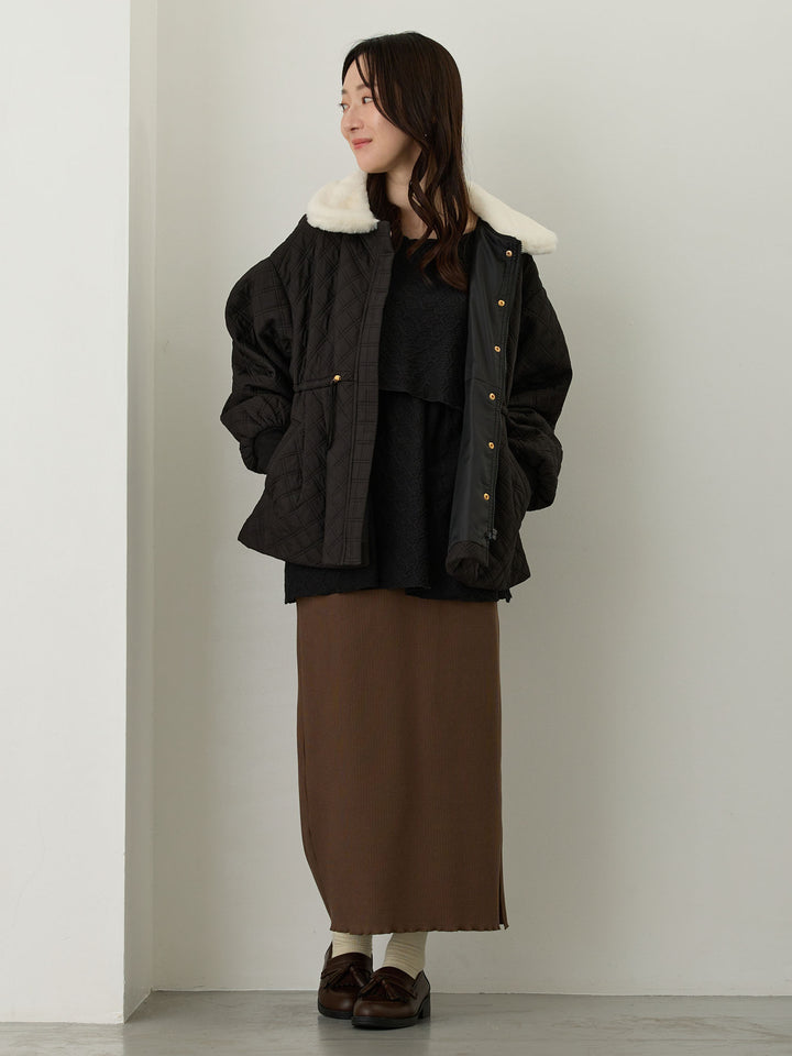 リブカットタイトスカート Brown