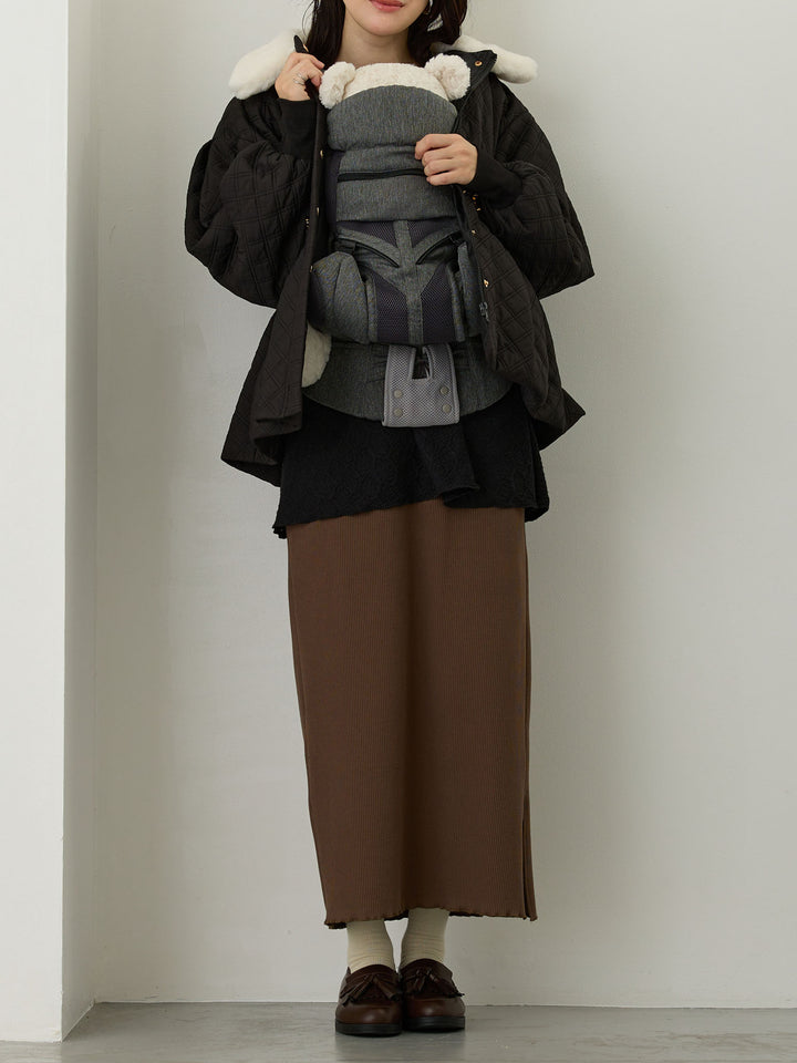 ダッカー付き衿ファーアウター Black