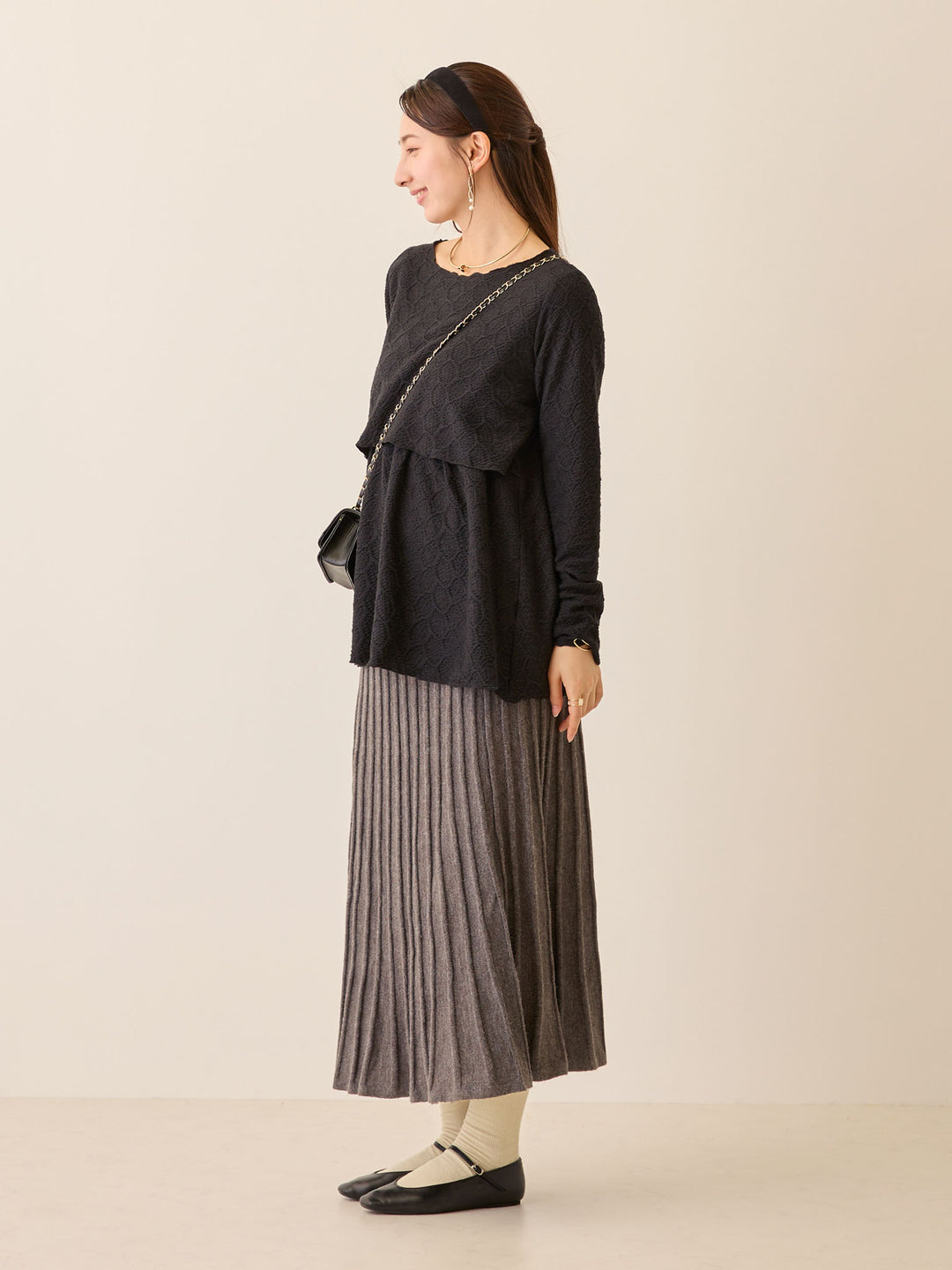 ニットプリーツスカート Gray