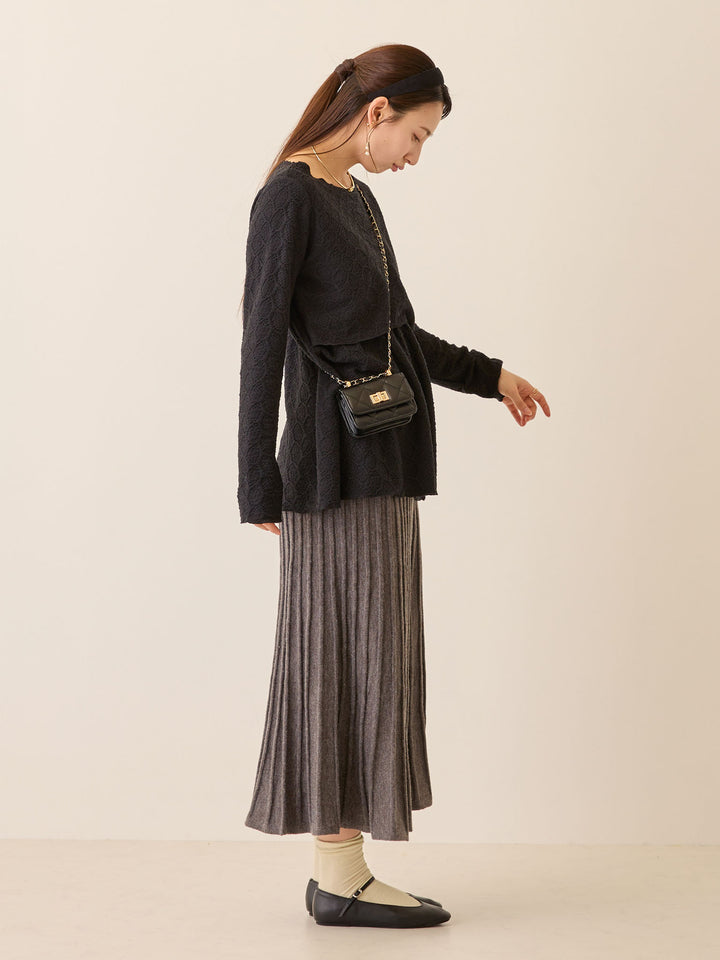 ニットプリーツスカート Gray