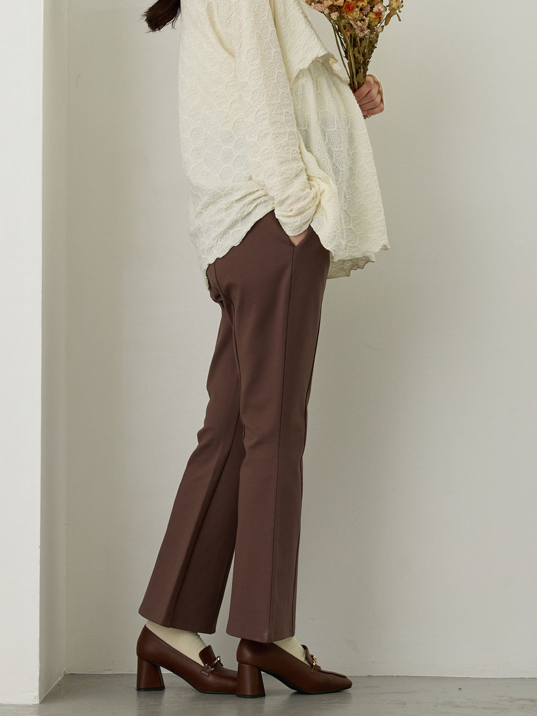 ポンチフレアパンツ Brown