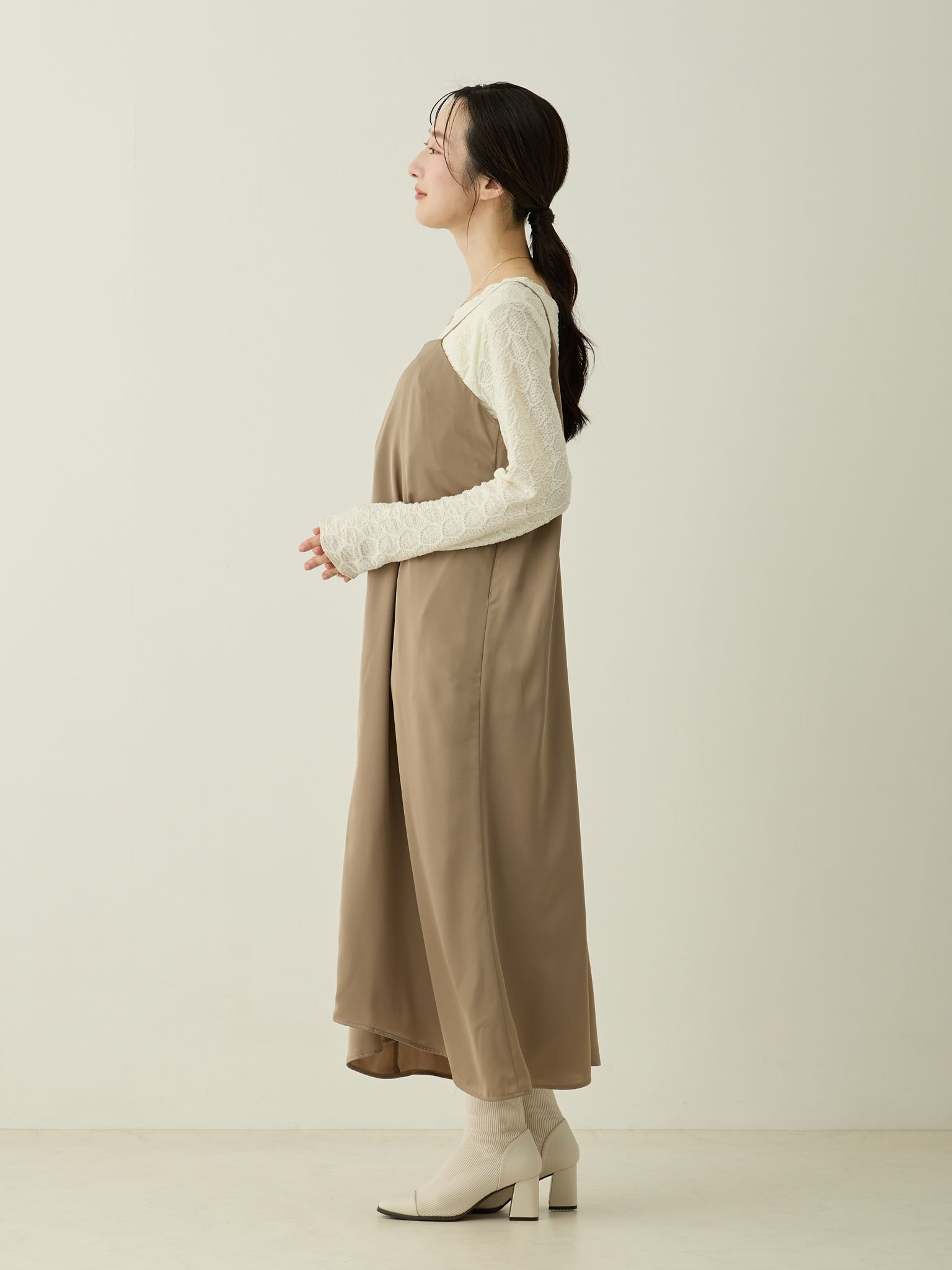 Mohair-like bolero set cami dress in Ecru – honono for mom&baby Mohair-like bolero set cami dress in Ecru – honono for mom&baby