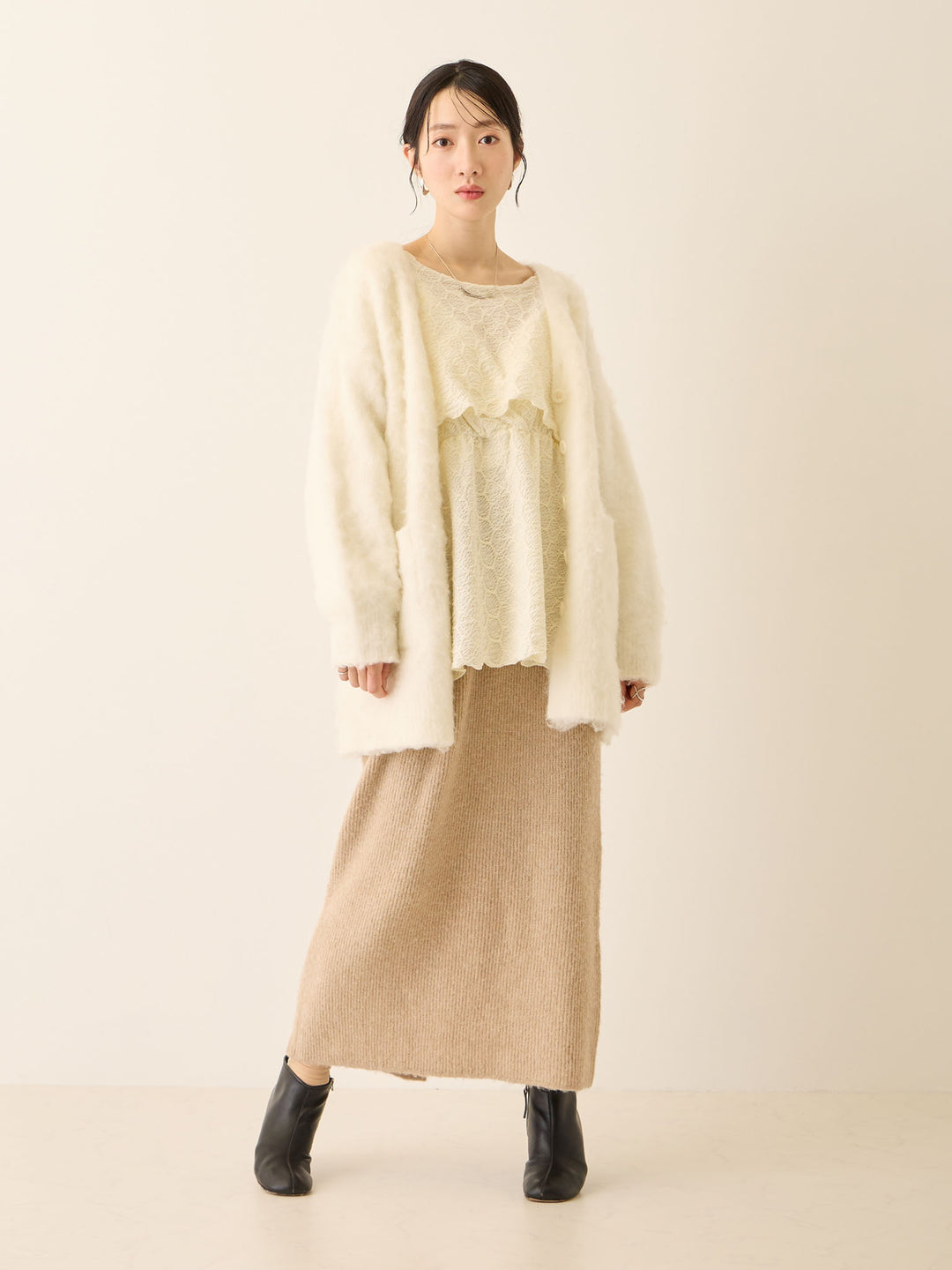 ふわシャギーカーディガン Ecru