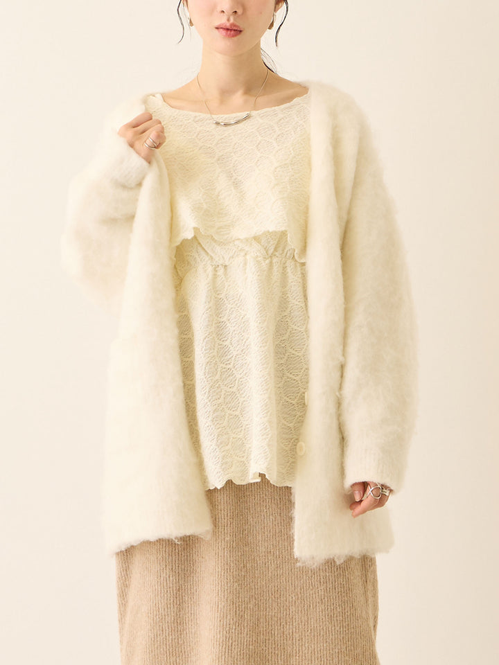 ふわシャギーカーディガン Ecru