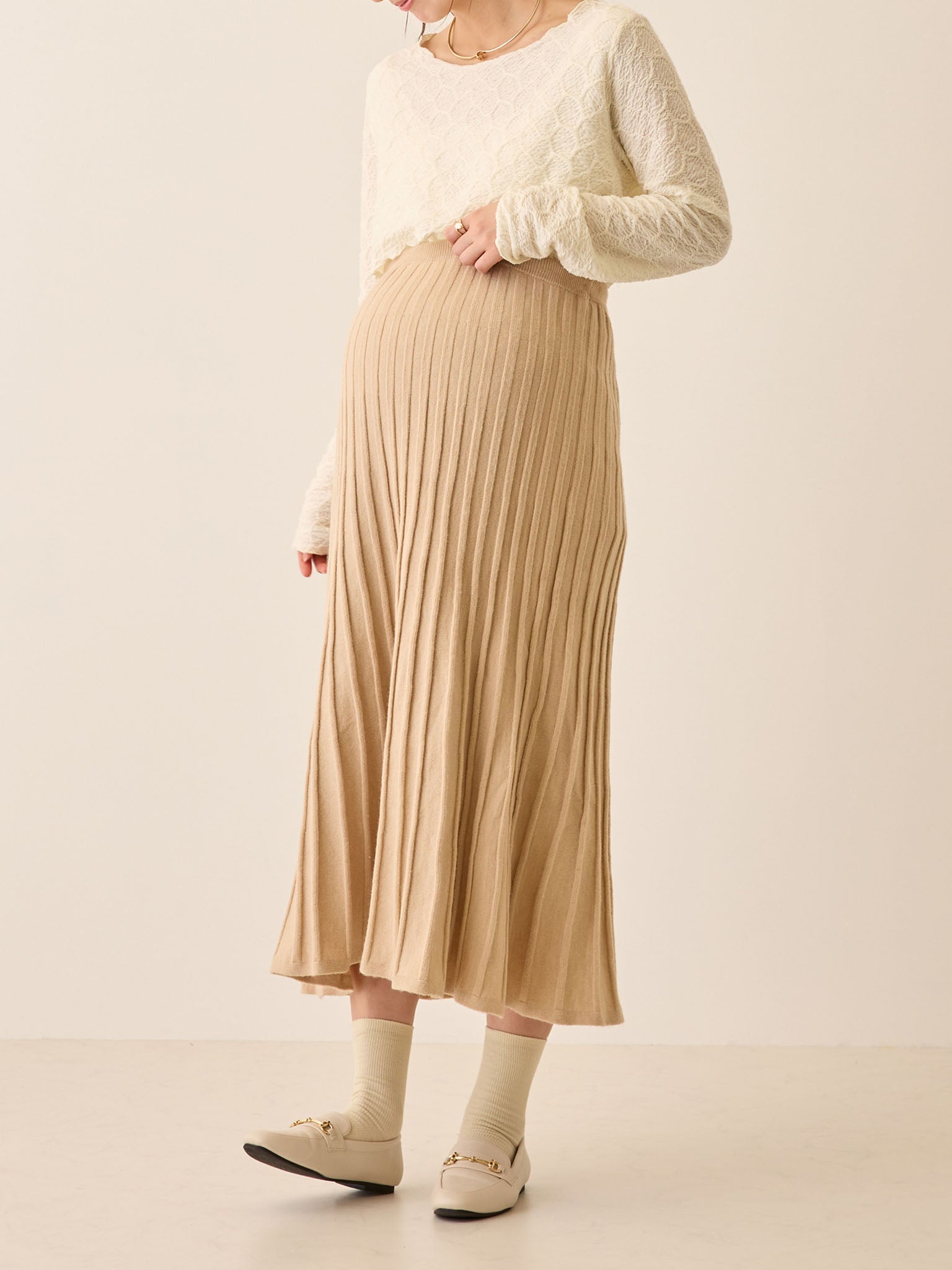ニットプリーツスカート Beige – honono for mom&baby