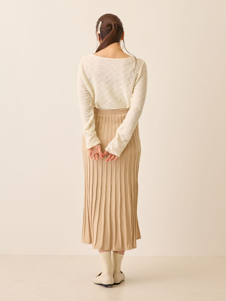ニットプリーツスカート Beige