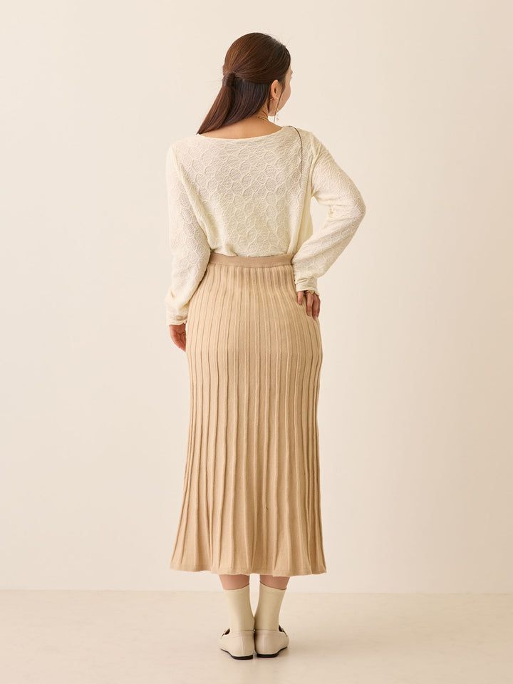 ニットプリーツスカート Beige