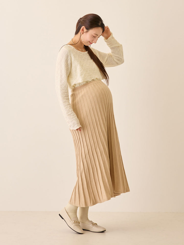 ニットプリーツスカート Beige