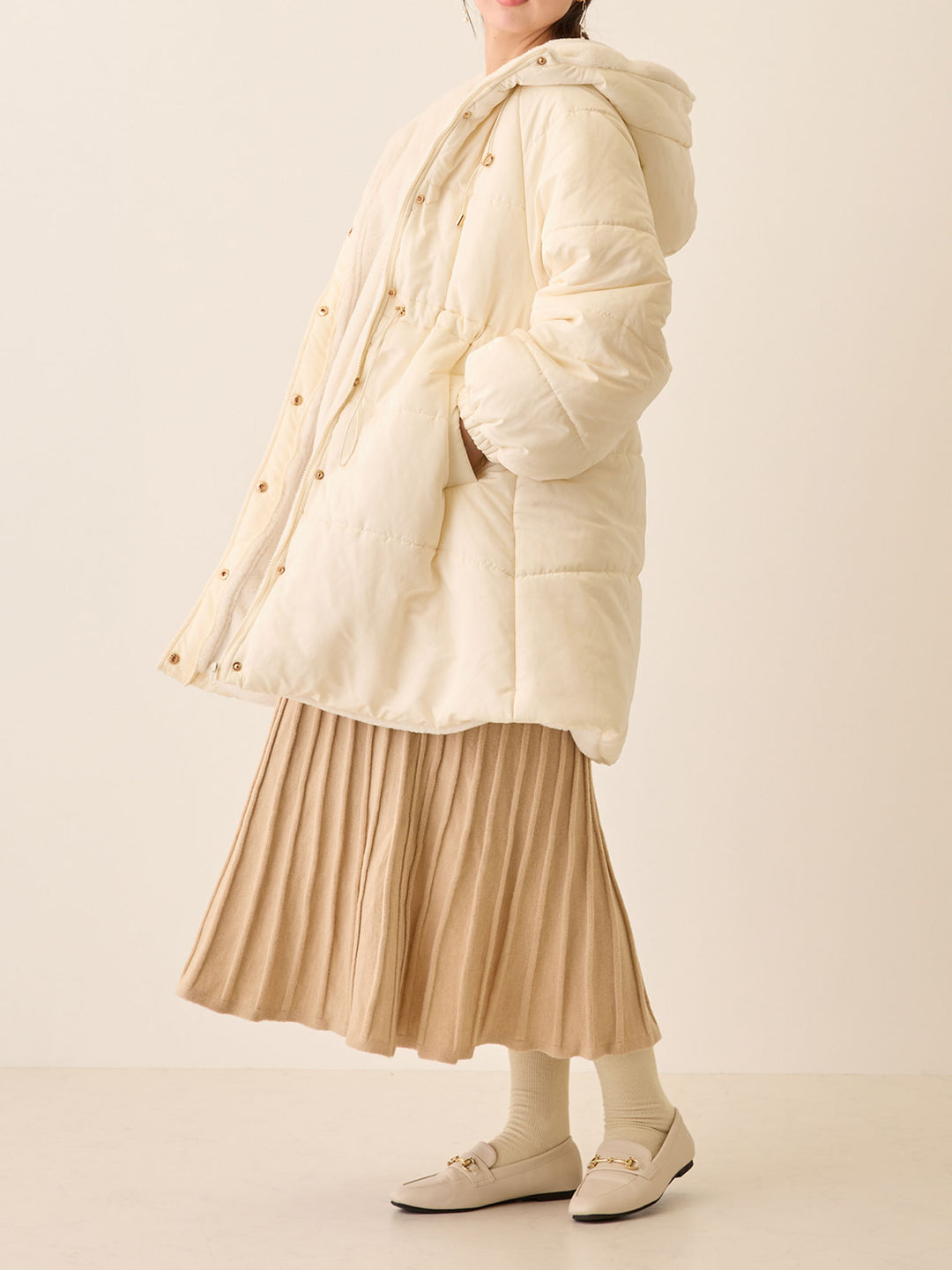 ニットプリーツスカート Beige