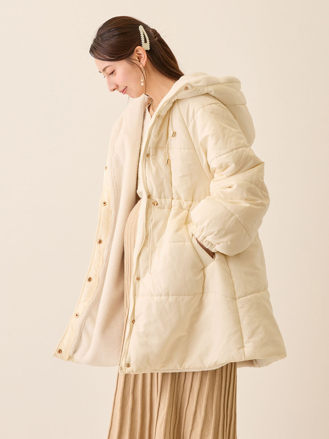 ダッカー付き中綿アウター Ecru