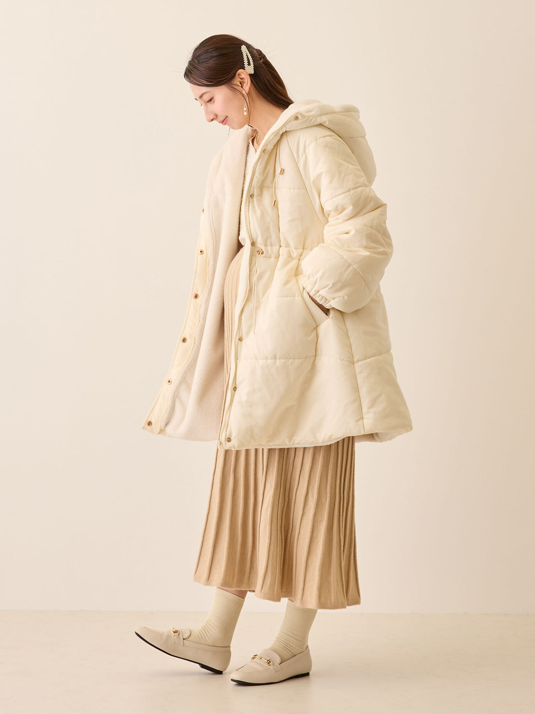 ニットプリーツスカート Beige
