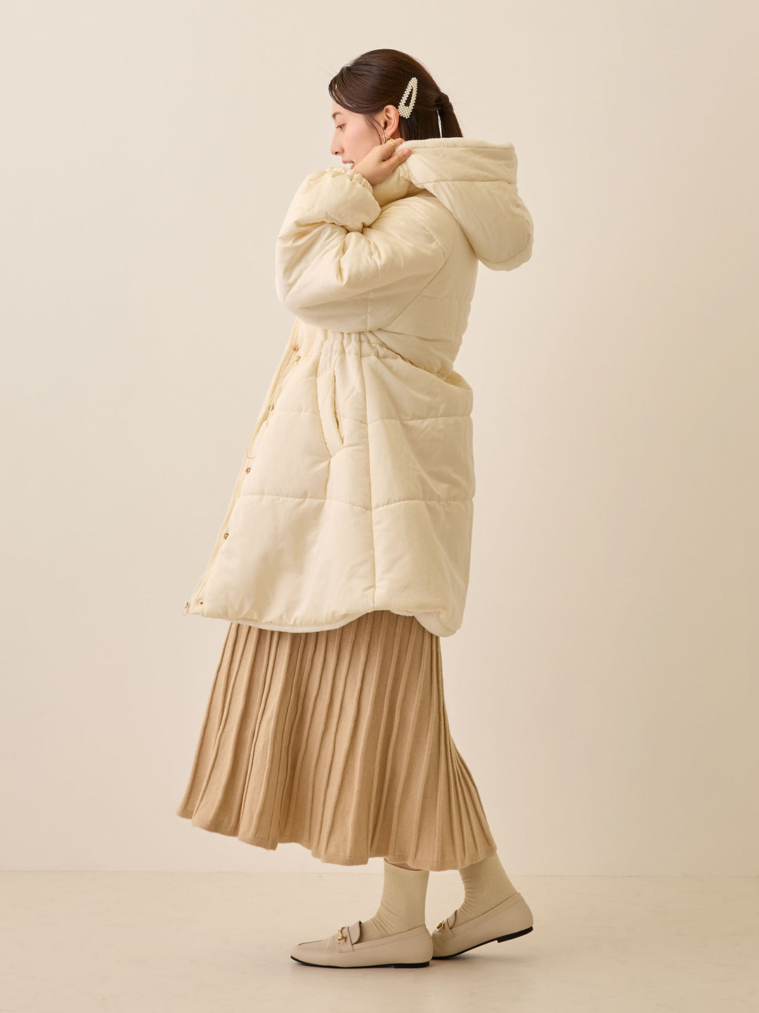 ニットプリーツスカート Beige