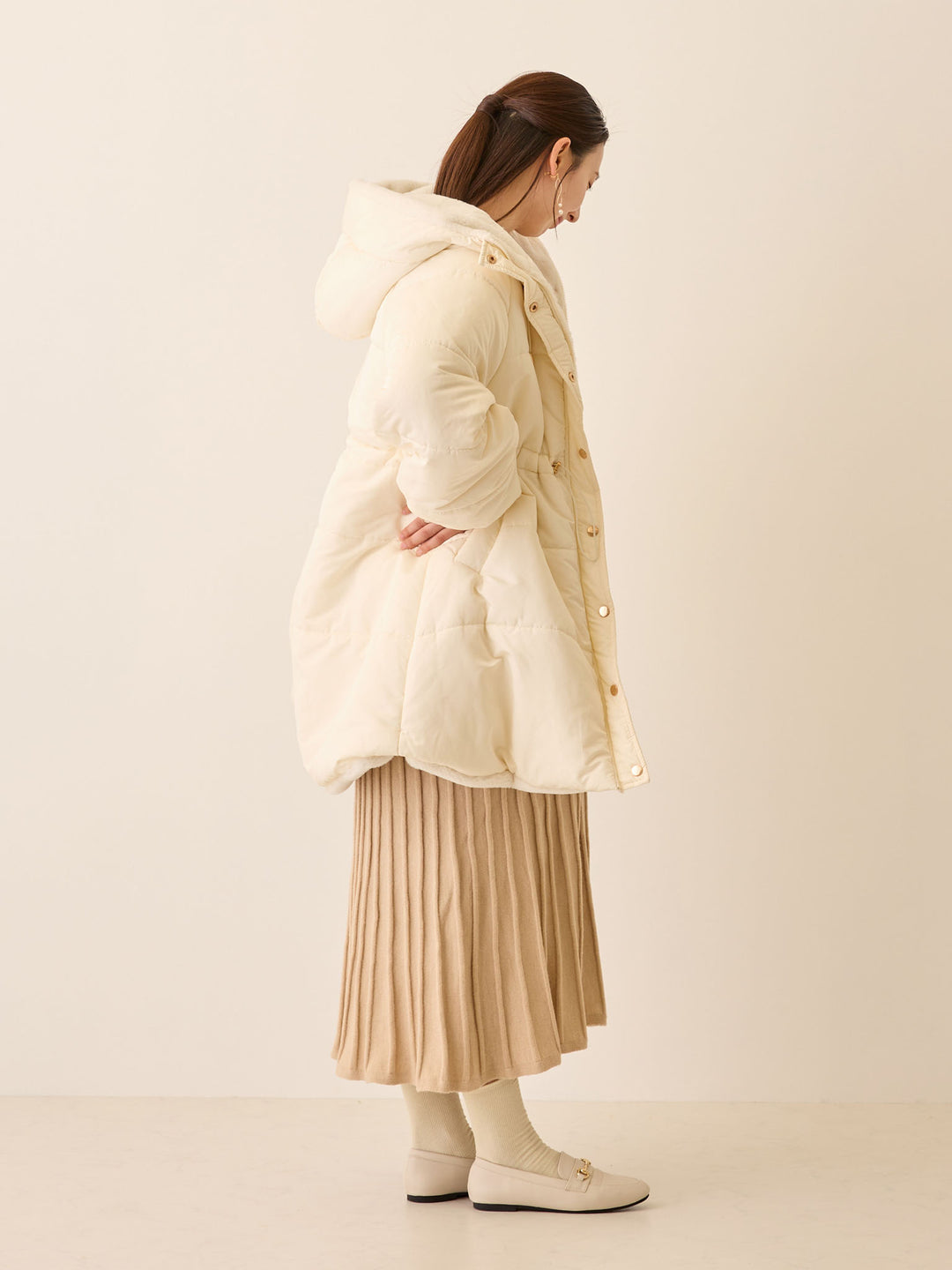 ダッカー付き中綿アウター Ecru
