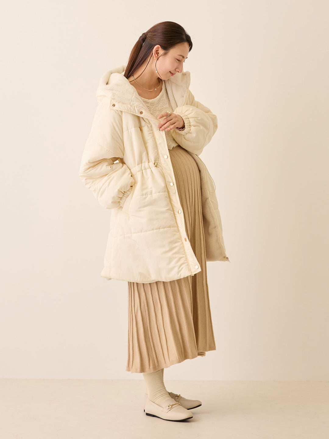 ニットプリーツスカート Beige