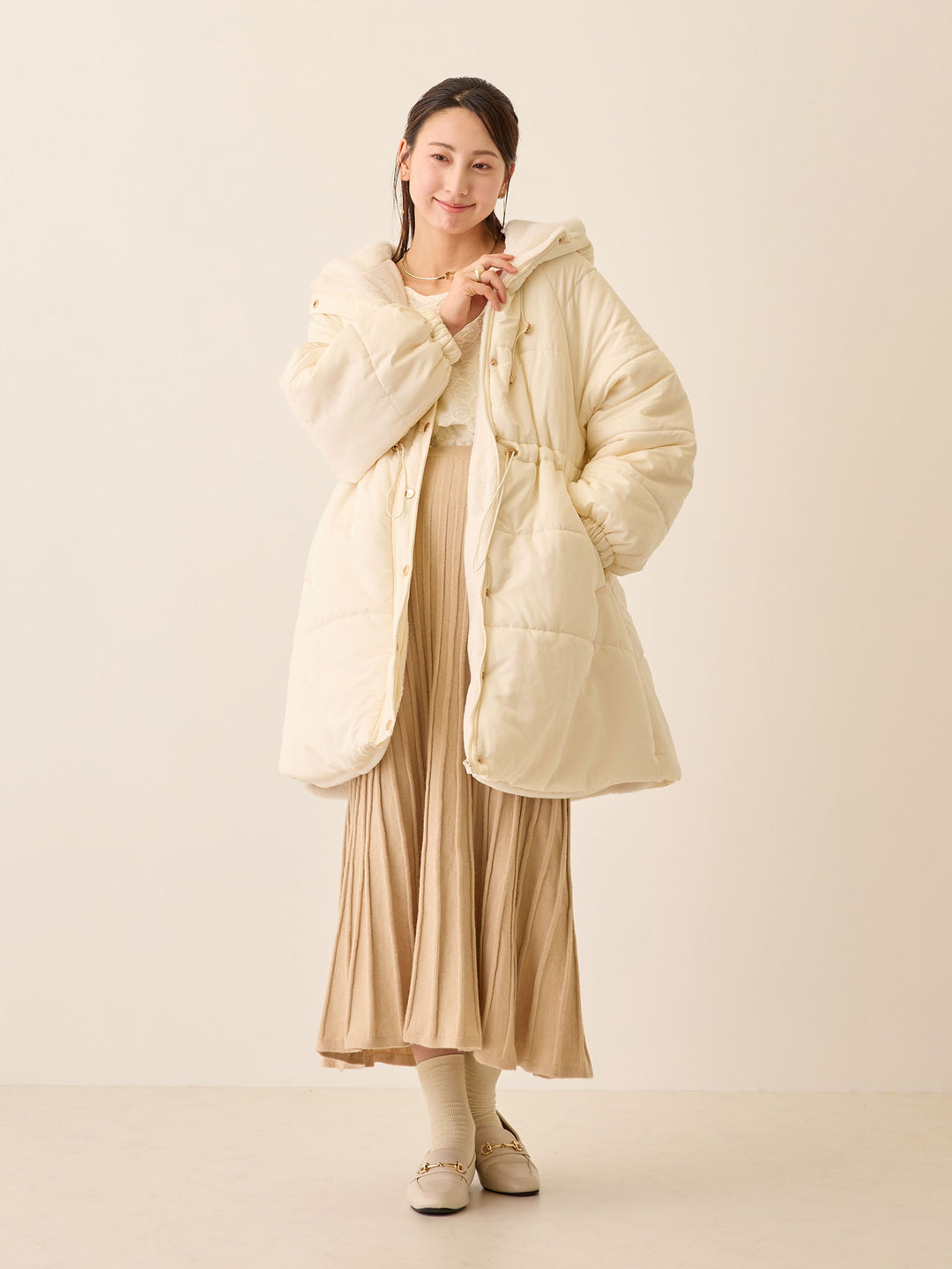 ダッカー付き中綿アウター Ecru