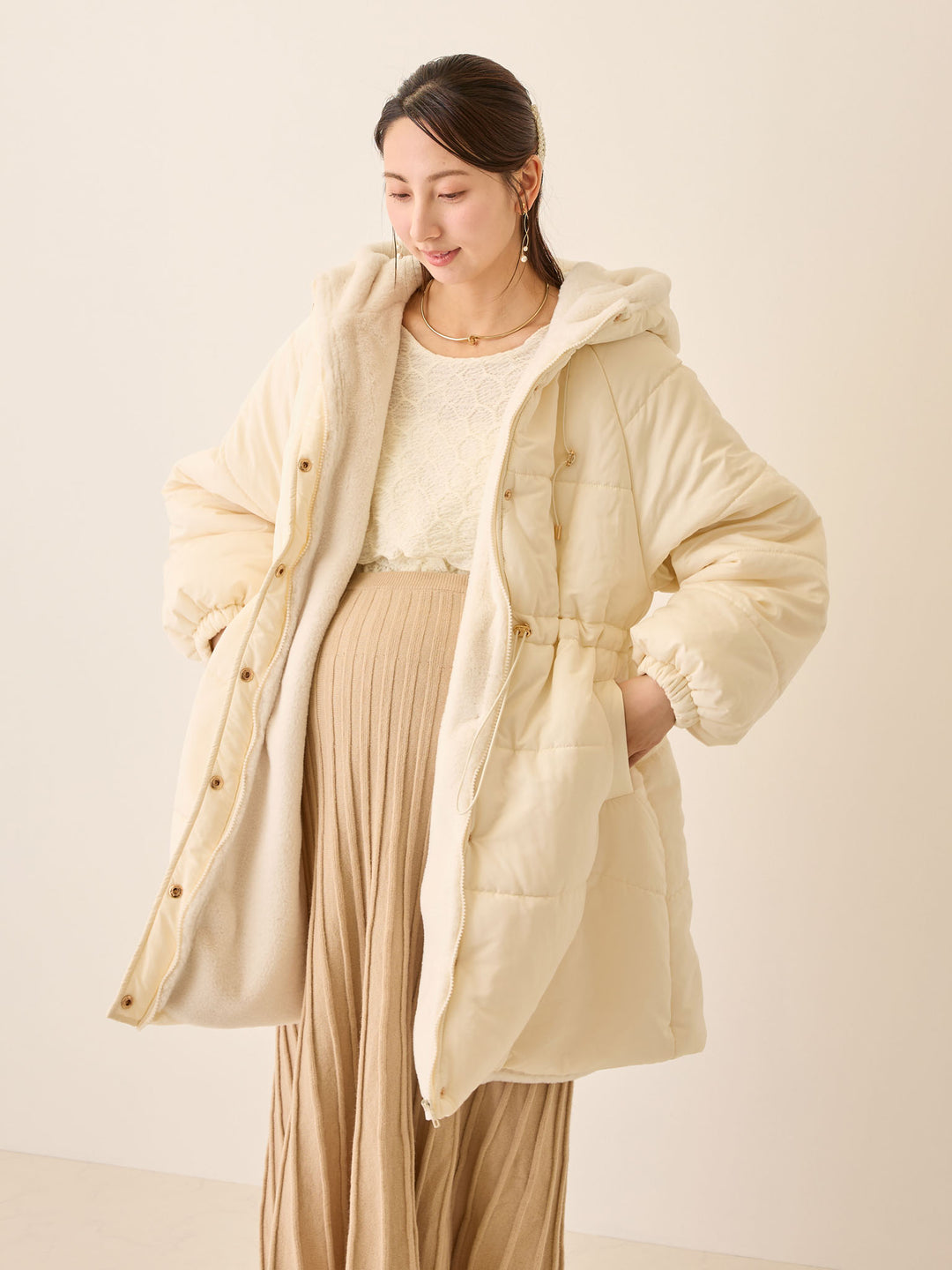 ダッカー付き中綿アウター Ecru
