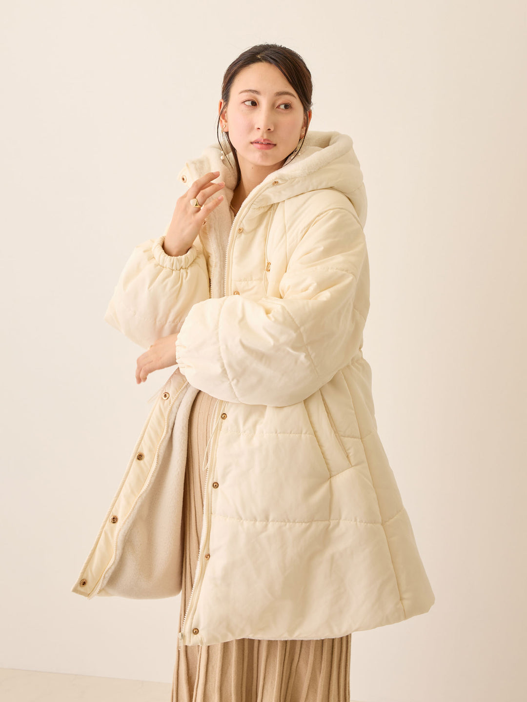 ダッカー付き中綿アウター Ecru