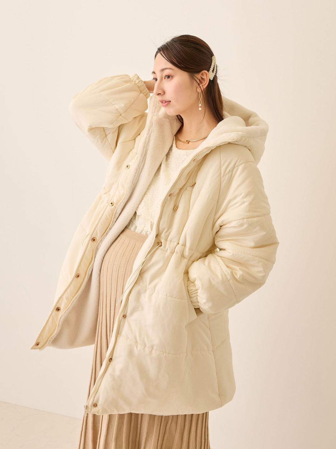 ダッカー付き中綿アウター Ecru