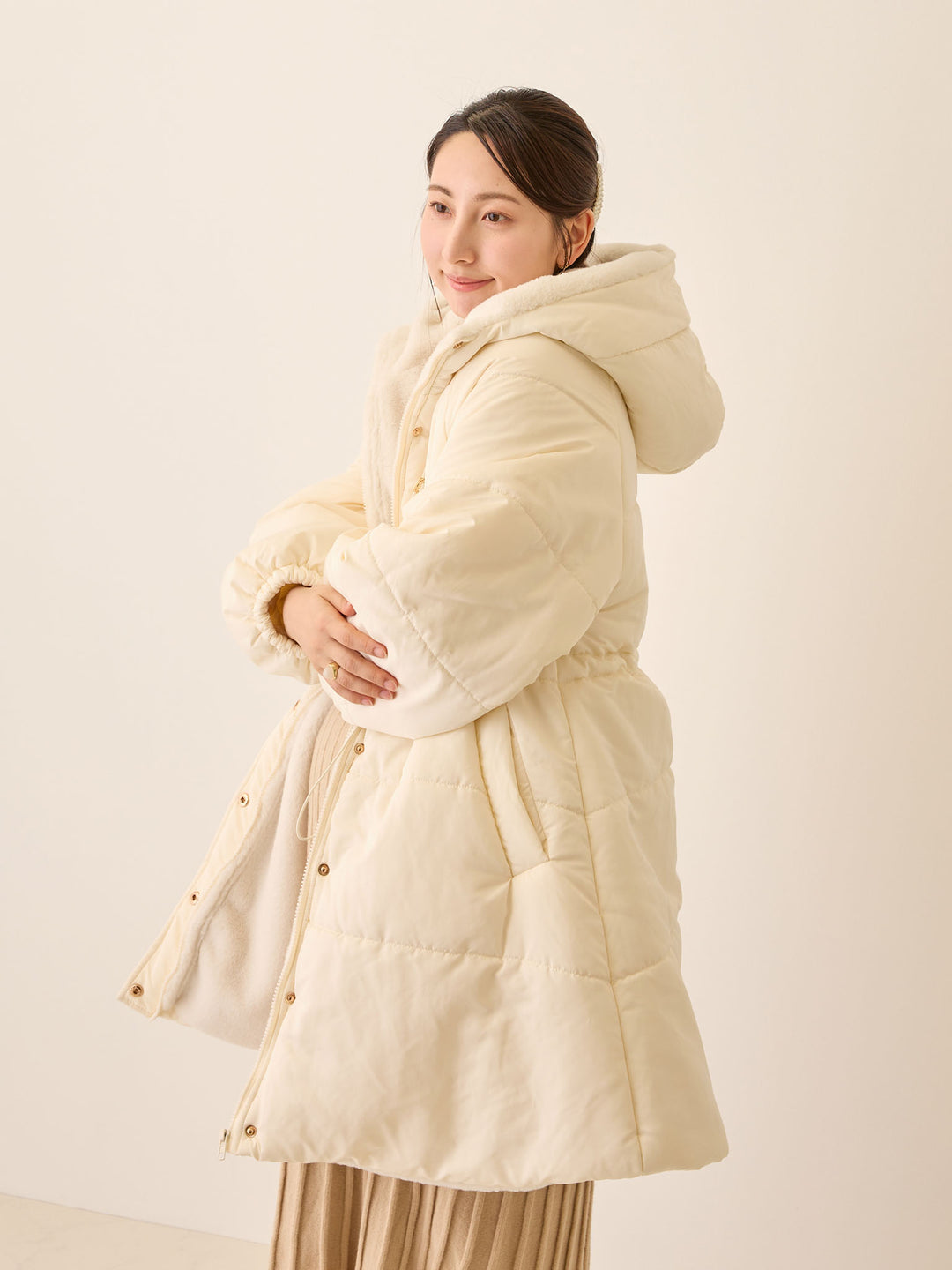 ダッカー付き中綿アウター Ecru