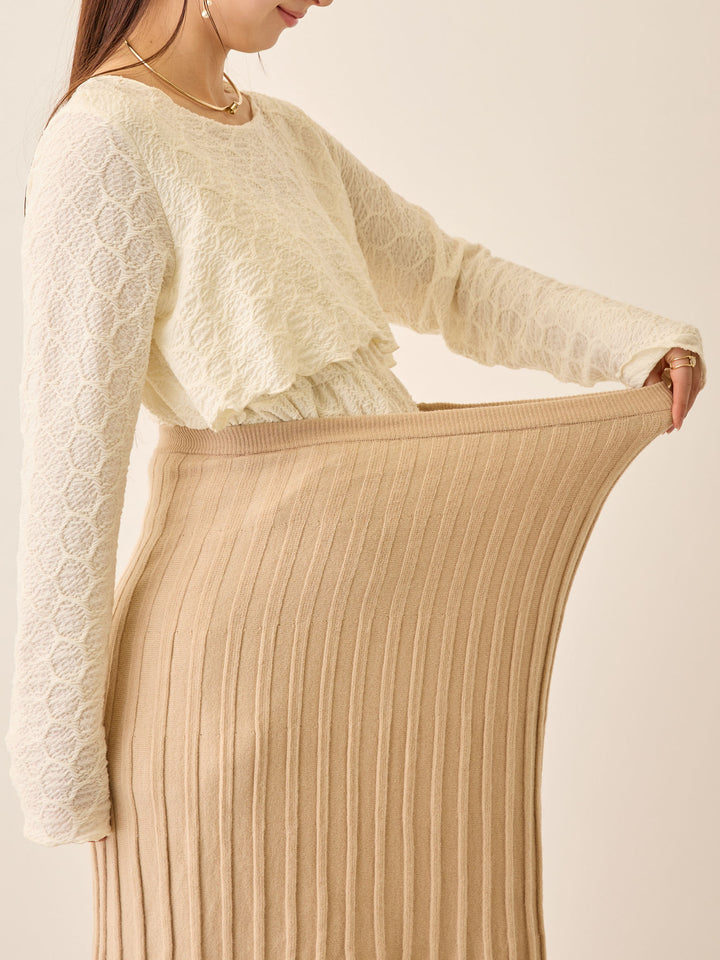 ニットプリーツスカート Black