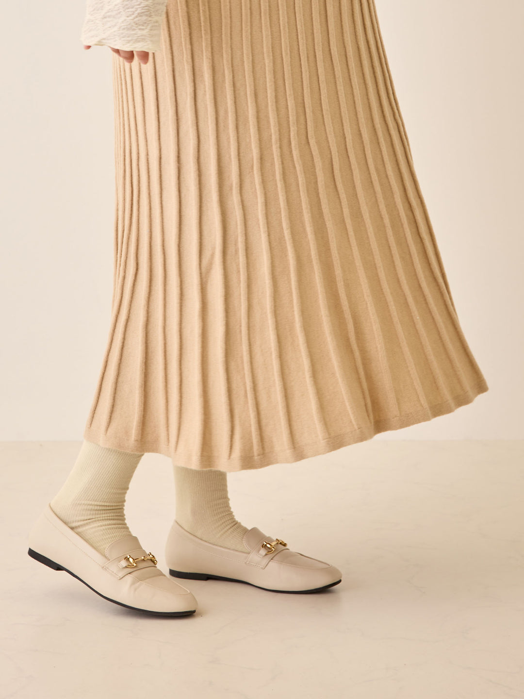 ニットプリーツスカート Beige