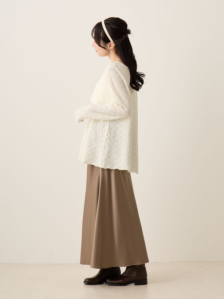 ほんのりマーメイドサテンスカート Greige