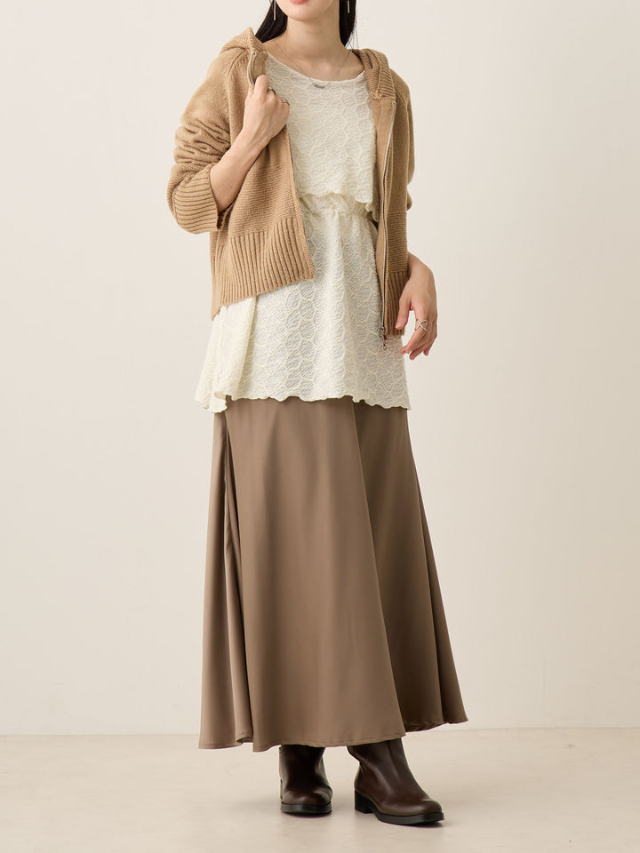 ほんのりマーメイドサテンスカート Greige