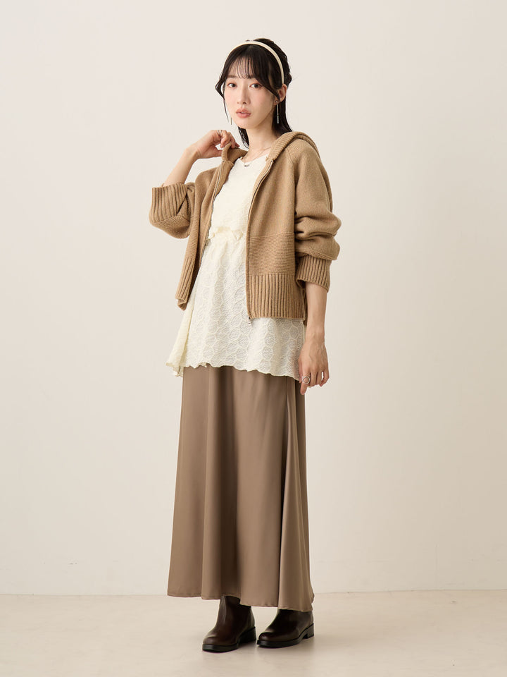 ほんのりマーメイドサテンスカート Greige