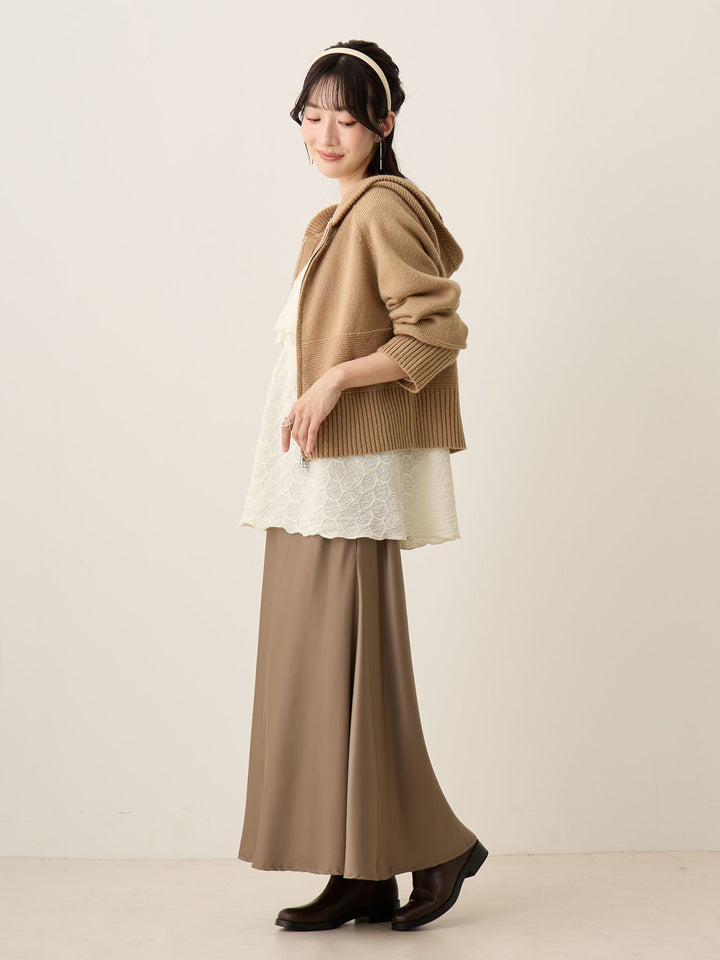 ほんのりマーメイドサテンスカート Greige