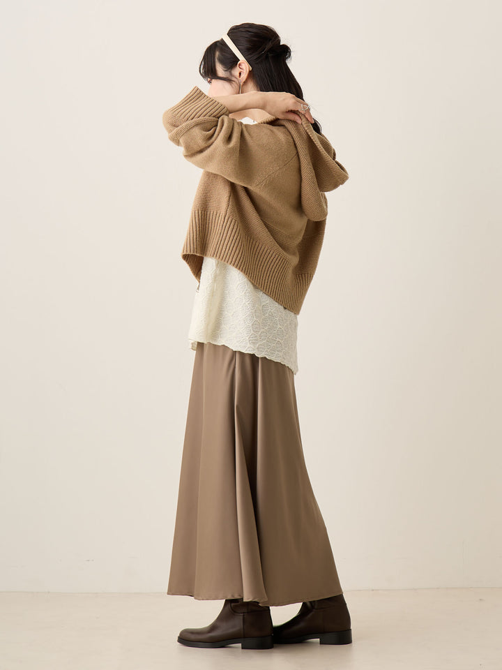 双拉链针织开衫 米色