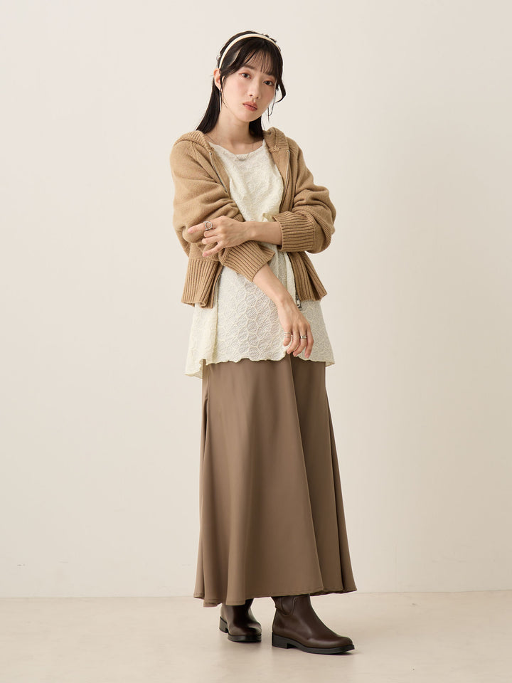 ほんのりマーメイドサテンスカート Greige