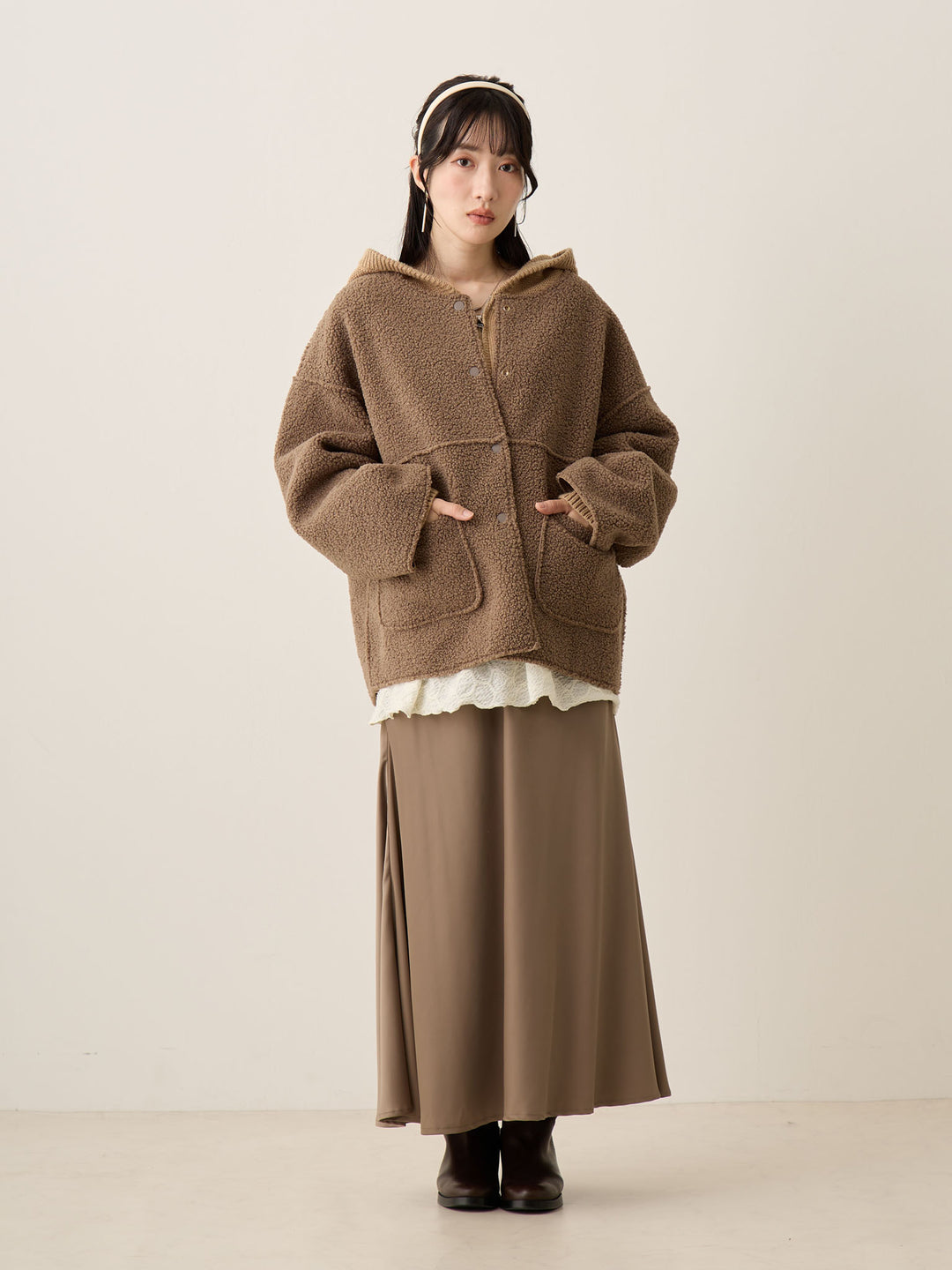 双面 Boa Ducker 夹克 棕色