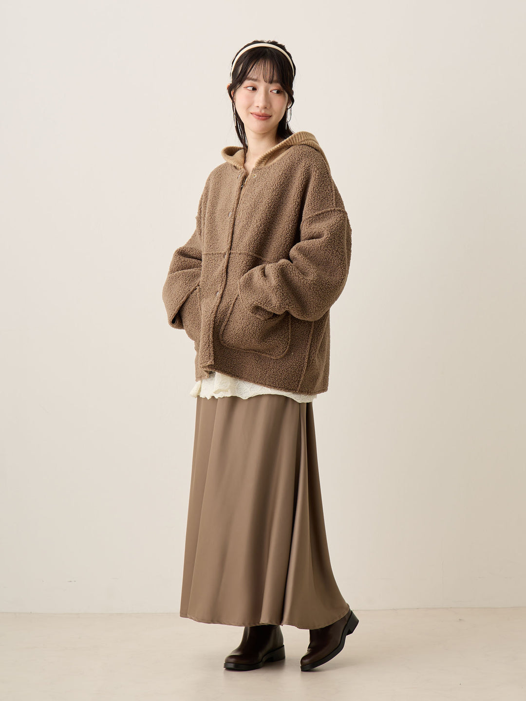 双面 Boa Ducker 夹克 棕色