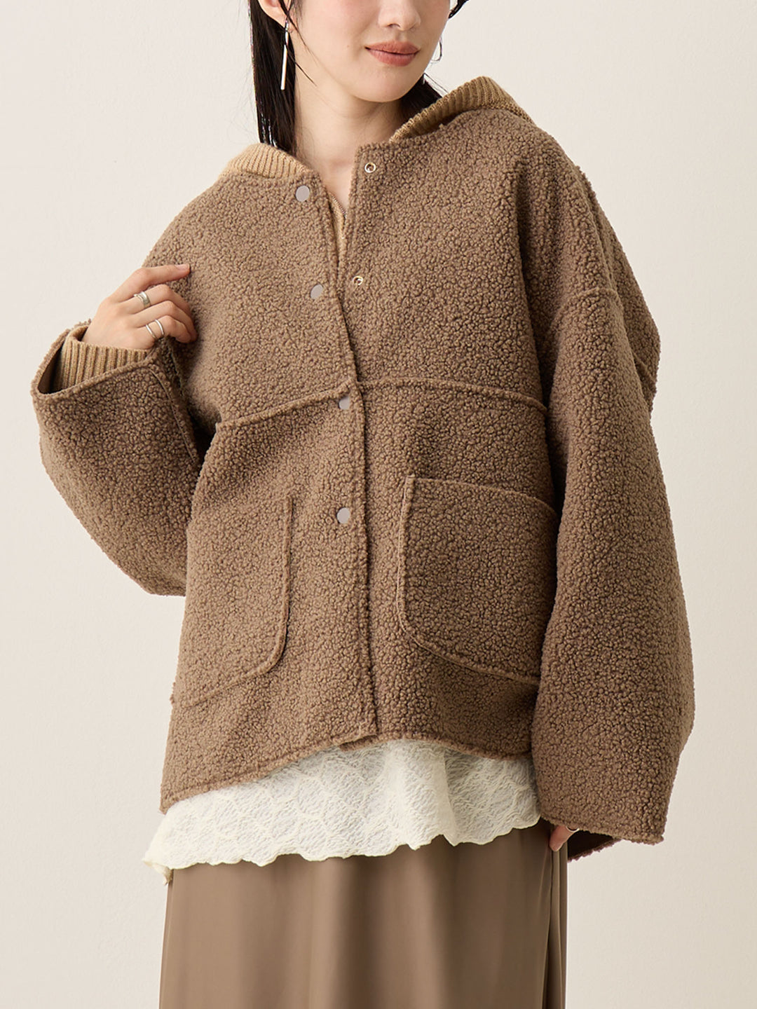 双面 Boa Ducker 夹克 棕色