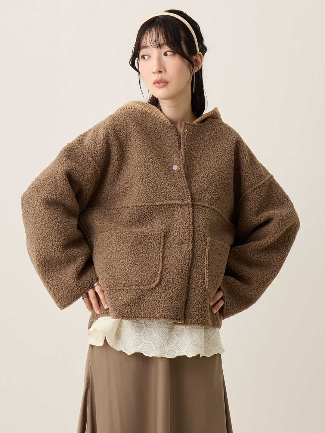 双面 Boa Ducker 夹克 棕色