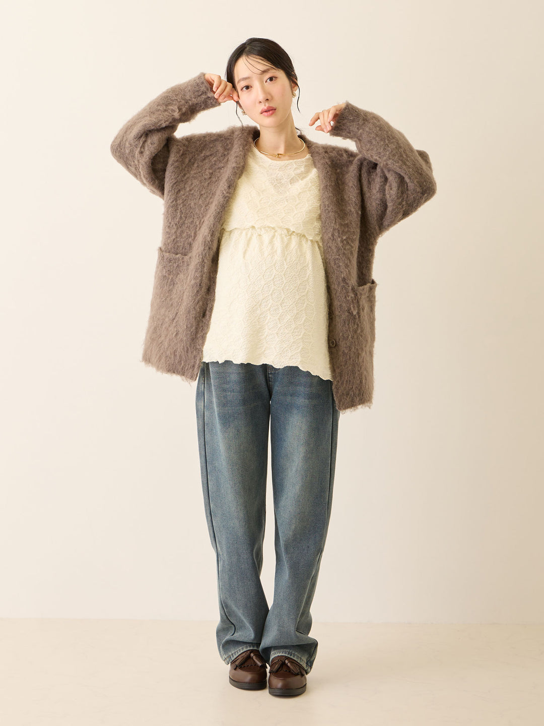 ふわシャギーカーディガン Gray