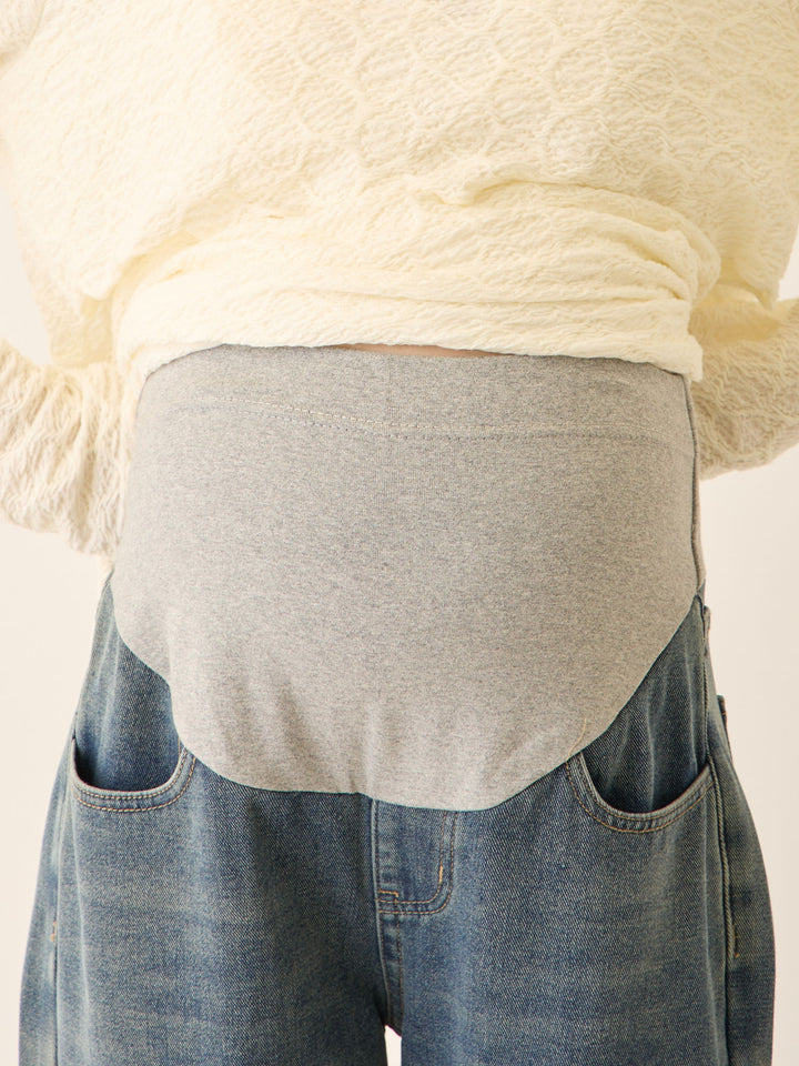 裏ボアストレートデニムパンツ Dark blue