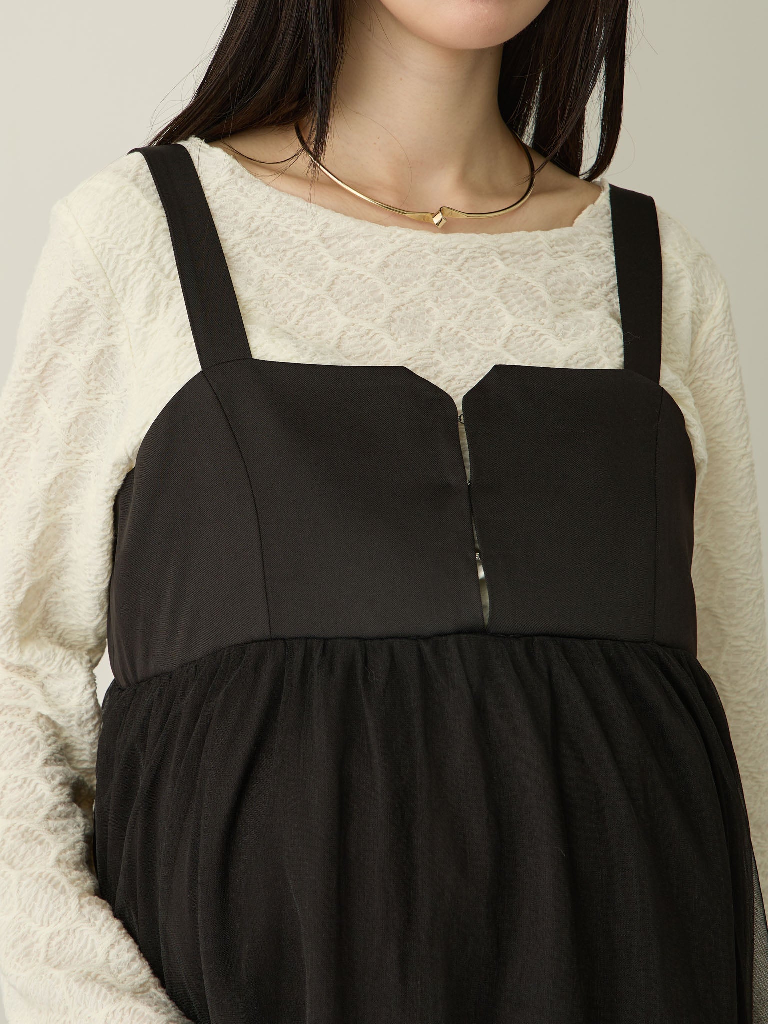 マタニティ・授乳服】チュールジャンパースカート Brown