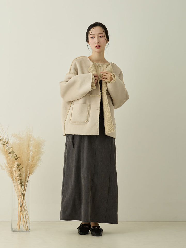 双面 Boa Ducker 夹克，米色