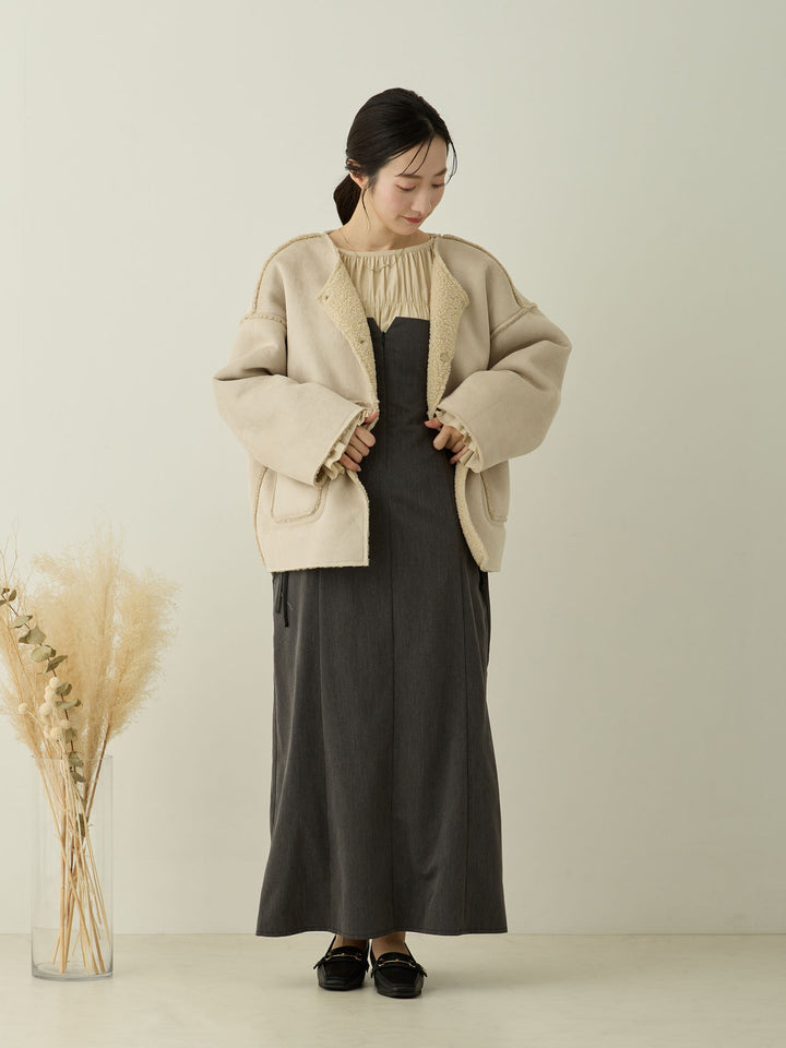 双面 Boa Ducker 夹克，米色