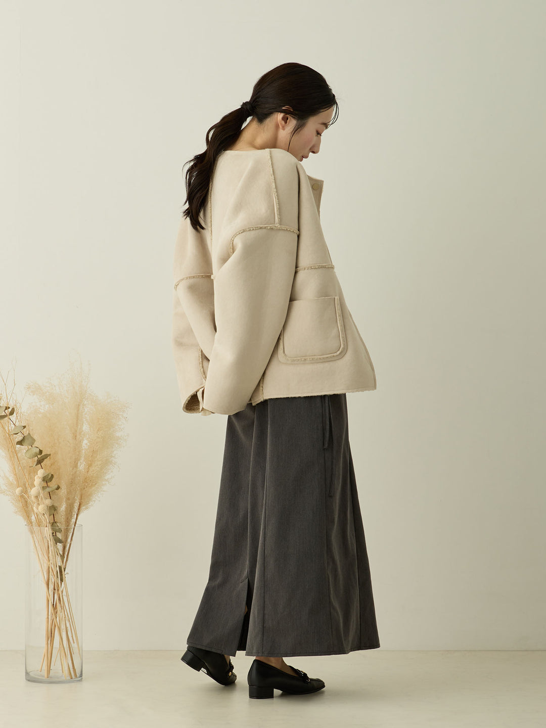 双面 Boa Ducker 夹克，米色