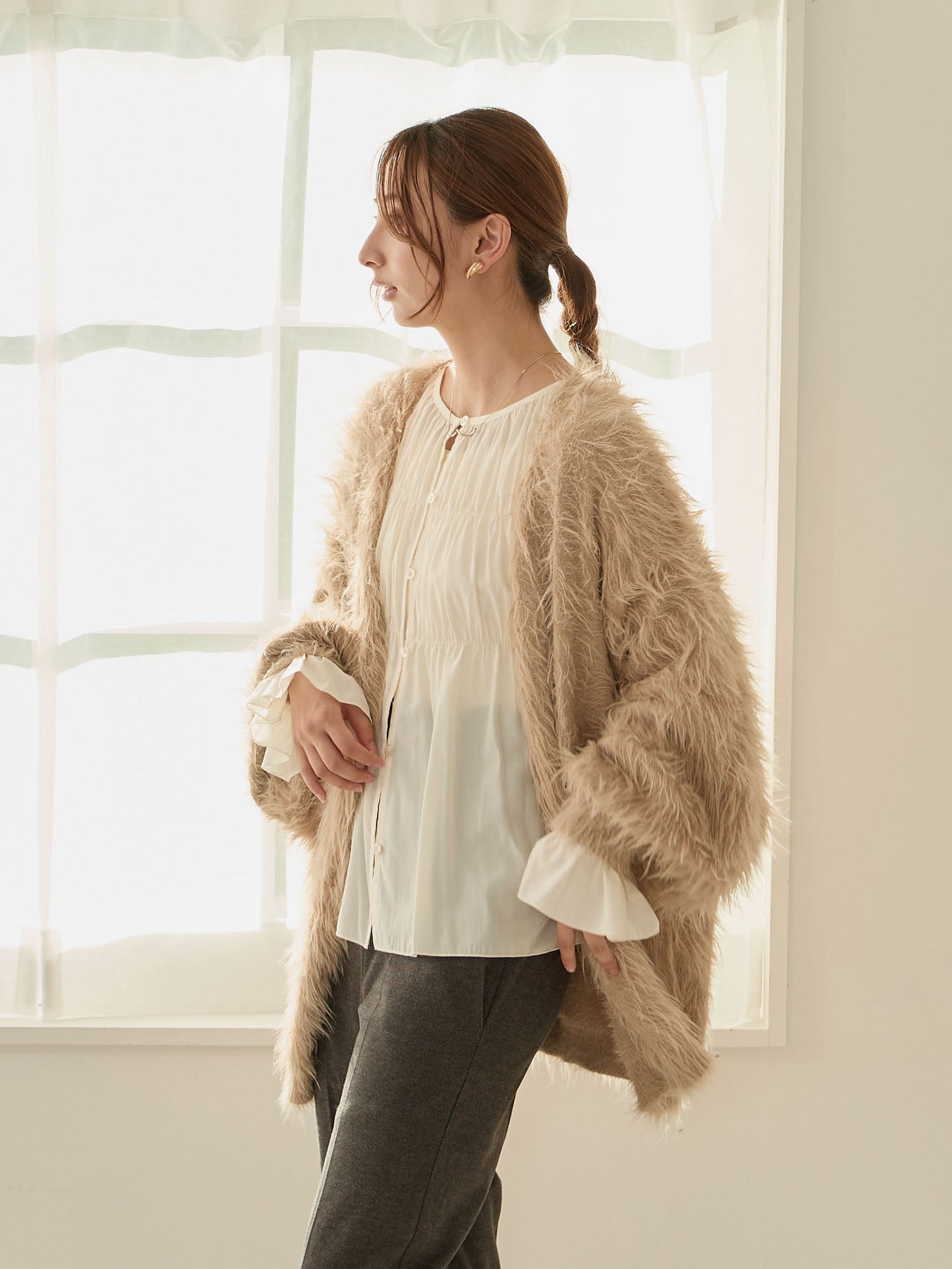 ギャザーチュニックブラウス White – honono for mom&baby