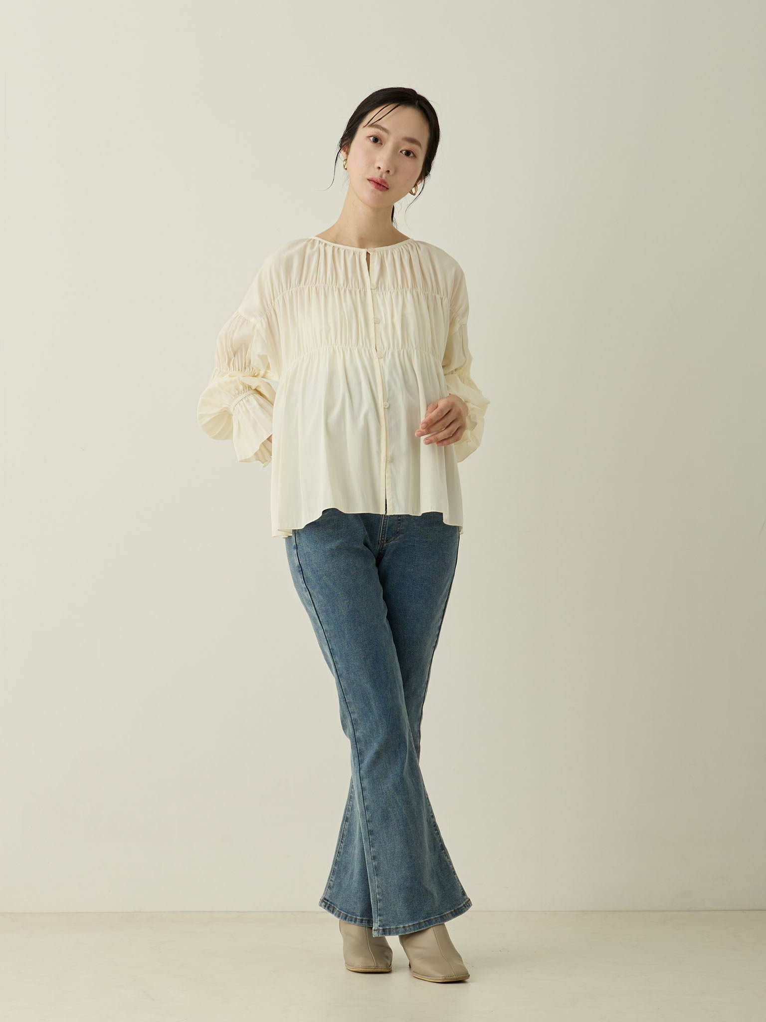 ギャザーチュニックブラウス White – honono for mom&baby