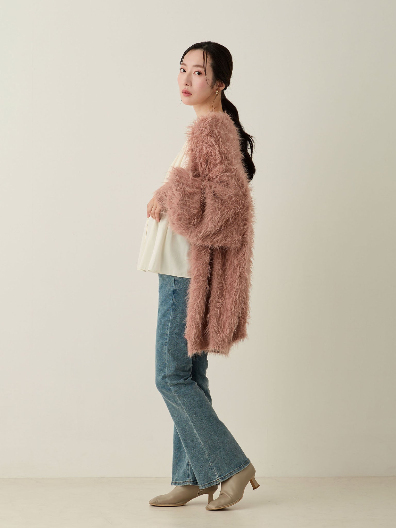 フラッフィーカーディガン Dusty pink – honono for mom&baby