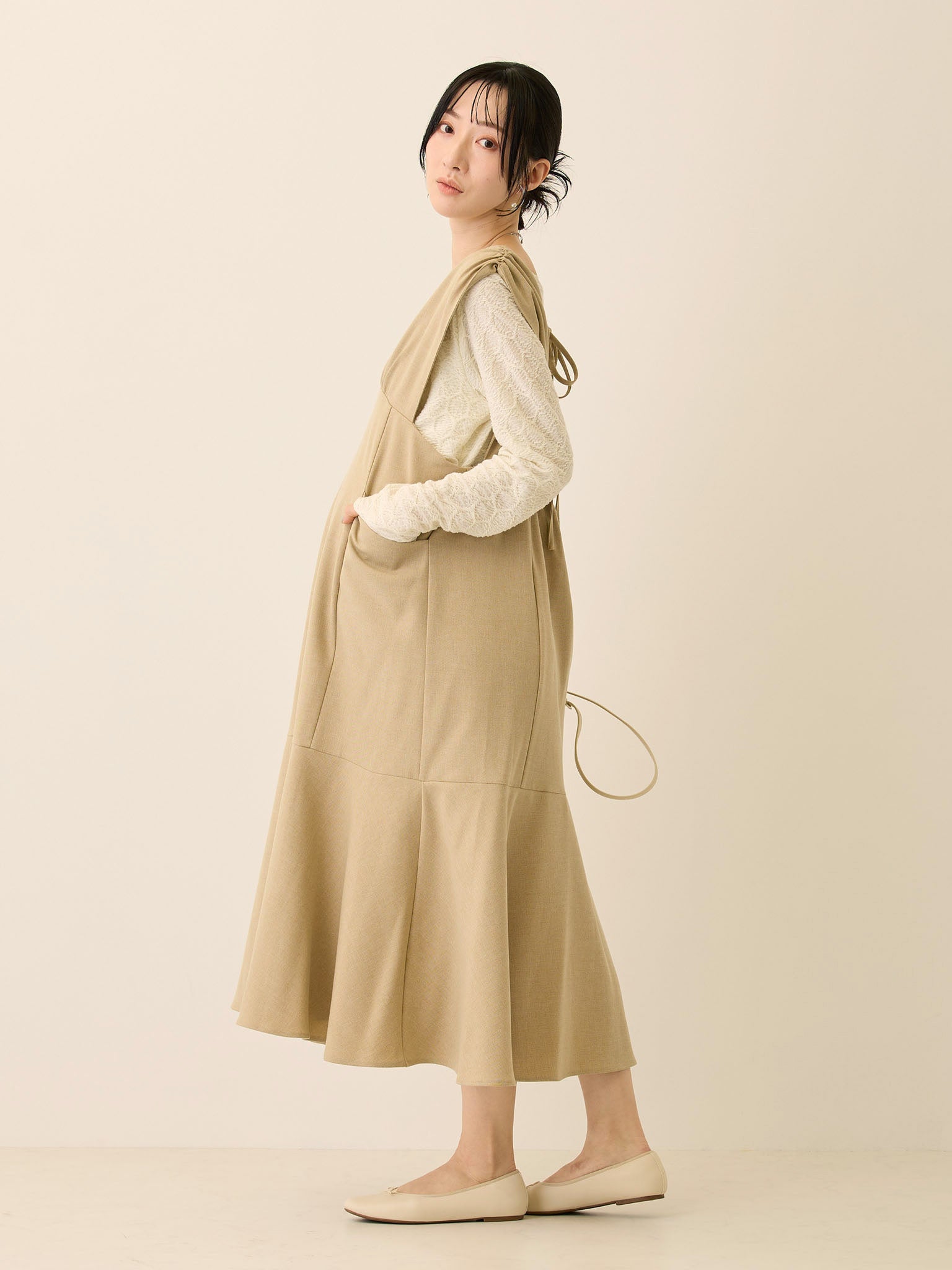 LOUNIE ツイード調ジャンパースカート ツイードジャンパースカート Beige – honono for mom&baby